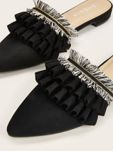 Load image into Gallery viewer, Tassel And Ruffle Detail Flat Mules