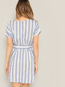 Block Striped Belt Dress