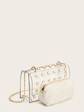 Load image into Gallery viewer, Faux Pearl Decor Clear Bag With Inner Clutch