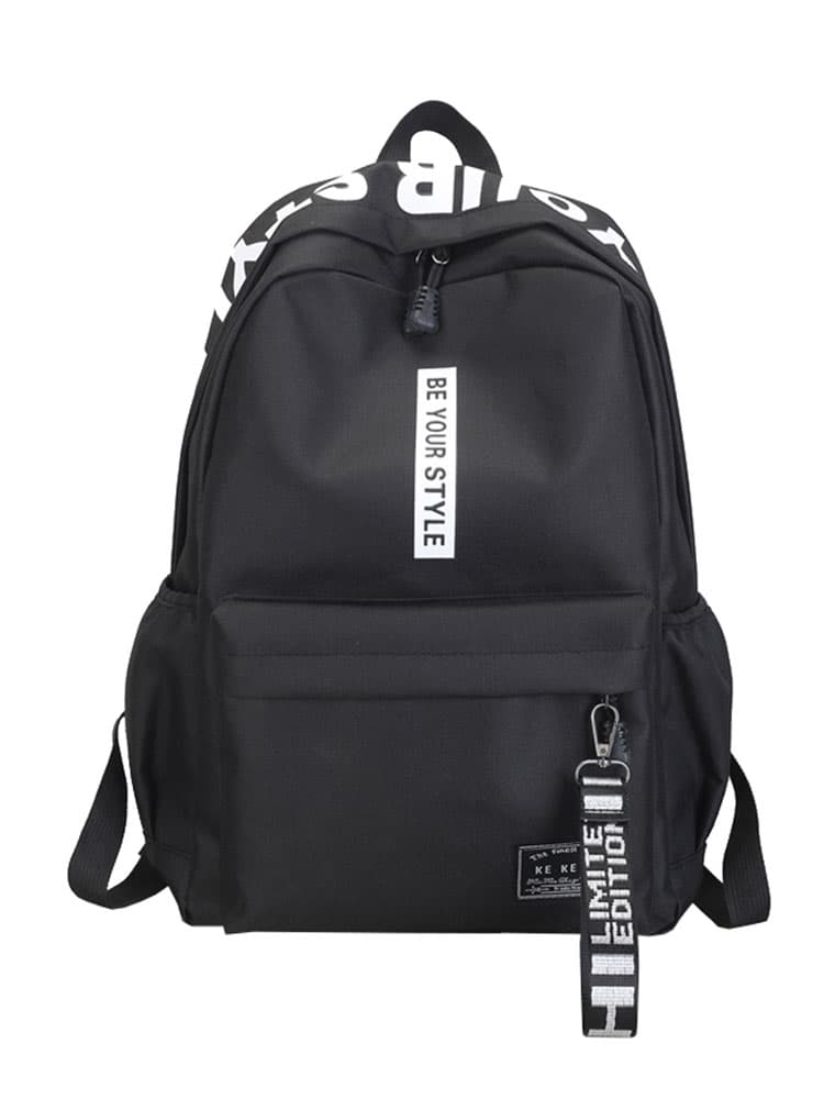 Letter Detail Strap Front Backpack