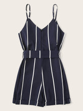 Load image into Gallery viewer, Striped Belted Romper