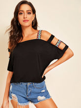 Load image into Gallery viewer, Cut-out Shoulder Top With Aztec Strap