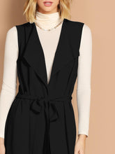 Load image into Gallery viewer, Bow Tie Waist Longline Belted Vest Coat