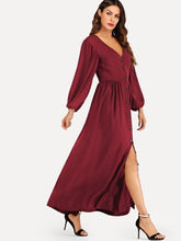 Load image into Gallery viewer, Bishop Sleeve Button Through Maxi Dress