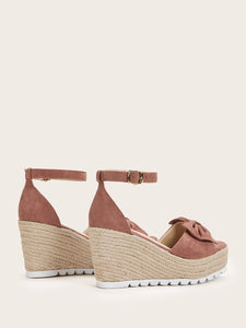 Bow Decor Ankle Strap Espadrille Wedges