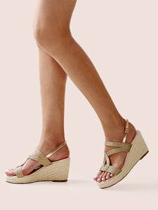 Braided Detail Slingback Espadrille Wedges