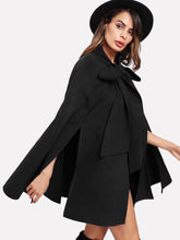 Load image into Gallery viewer, Slit Back Tied Front Cape Coat