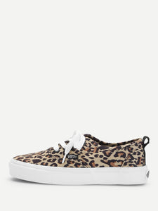 Leopard Lace-Up Sneakers