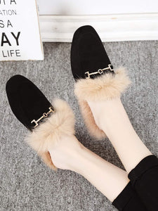 Metal Detail Suede Flats