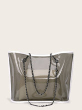 Load image into Gallery viewer, Clear PVC Chain Tote Bag With Inner Clutch