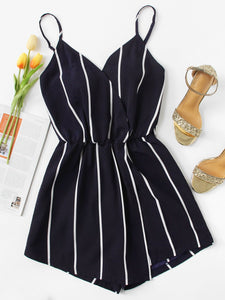 Vertical Striped Cami Romper