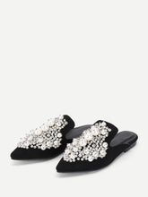 Load image into Gallery viewer, Faux Pearl Decorated Flat Mules