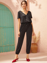 Load image into Gallery viewer, V-neck Pocket Side Drawstring Waist Jumpsuit