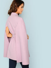 Load image into Gallery viewer, Button Front Self Belted Cape Coat