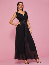 Load image into Gallery viewer, Backless Pleated Wide Leg Belted Jumpsuit