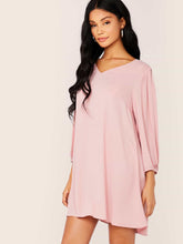 Load image into Gallery viewer, Solid Pleated Sleeve Tunic Dress