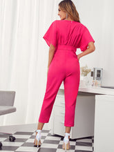 Load image into Gallery viewer, Neon Pink Batwing Sleeve Tapered Jumpsuit