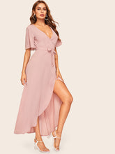 Load image into Gallery viewer, Bell Sleeve Surplice Wrap With Belt Dress