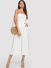 Load image into Gallery viewer, Button and Pocket Front Slit Wide Leg Jumpsuit