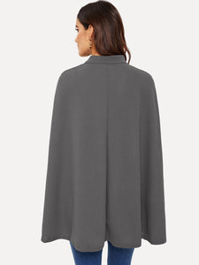 Double Button Mock Poncho Coat