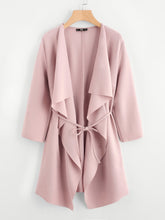 Load image into Gallery viewer, Waterfall Collar Pocket Front Wrap Coat