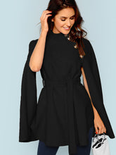 Load image into Gallery viewer, Button Front Self Belted Cape Coat