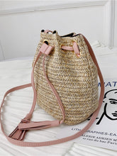 Load image into Gallery viewer, Tassel Decor Woven Bag With Drawstring