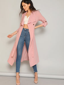 Waist Belted Double Breasted Waterfall Coat