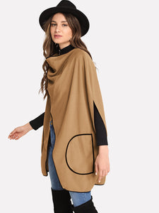 Contrast Binding Wrap Poncho